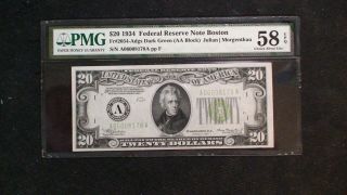 1934 Twenty Dollar Fed Reserve Note Pmg Au58 Epq Boston $20 Bill Buy It Now