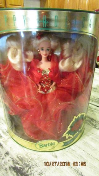 1993 Vintage Happy Holidays Special Edition Barbie 10824 Nrfb Good