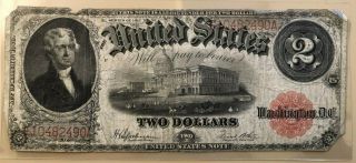 1917 Series $2 Two Dollar United States Treasury Note Red Seal Jefferson