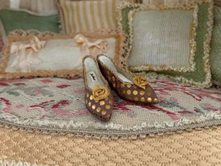 Artisan Miniature Dollhouse Vintage Judith Blondell Silk Ladies Shoes Leather