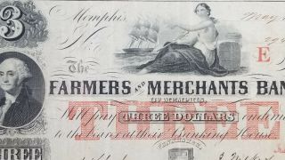 Memphis Tennessee 1854 $3 Farmers And Merchants Pmg 30 1028 - 14