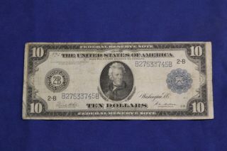 Usa 10 Dollars 1914 Jackson / Federal Reserve Note / Large Size