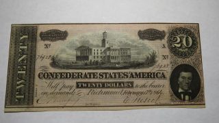 $20 1864 Richmond Virginia Va Confederate Currency Bank Note Bill T67 Au Civil