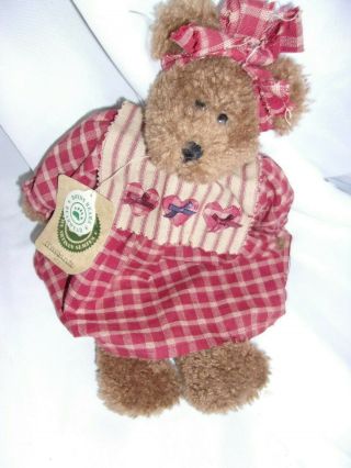 Boyds W Tags Teddy Bear Friend Gift Present Margarita Plaid Dress Primitive
