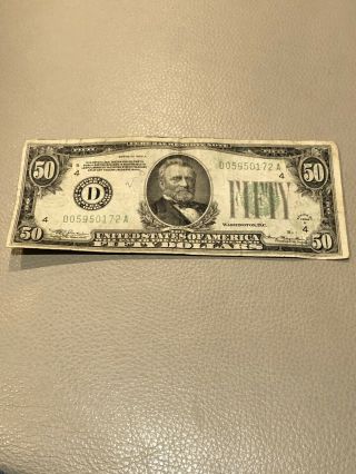1934 $50 Fifty Dollar Small Size Federal Reserve Note
