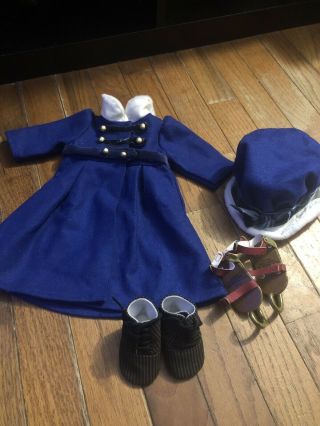 American Girl Caroline Winter Coat And Cap And Skating Set With Boots & Skates