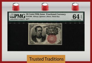 Tt Fr 1266 10 Cents Fifth Issue Fractional Currency Pmg 64 Epq Choice Unc