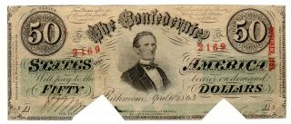 1863 $50,  T - 57,  Jefferson Davis,  Green,  Historic