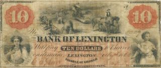 1860 $10 Bank Of Lexington,  North Carolina Payable At Graham Vignettes