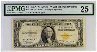 1935 A Series North Africa Wwii $1 Silver Certificate Pmg 25 Vf Fr - 2306