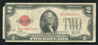 Fr.  1503 1928 - B $2 Two Dollars Red Seal Legal Tender United States Note Key
