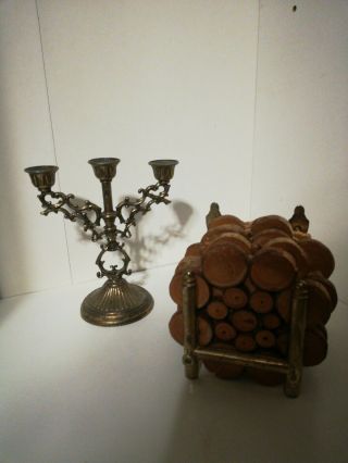 Candlestick & Wood Stack Fireplace Accessories For American Girl 18 " Dolls