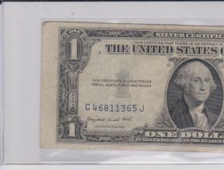 1935 G $1 Dollar Bill Misalignment Error Note Silver Certificate Paper Money