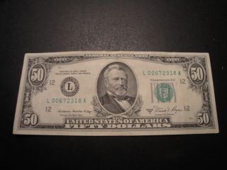 (1) $50.  00 Series 1981 - A Federal Reserve Note Au Circulated.