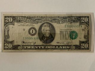 Error 1974 United States Twenty $20 Dollar Bill Off - Center First Printing