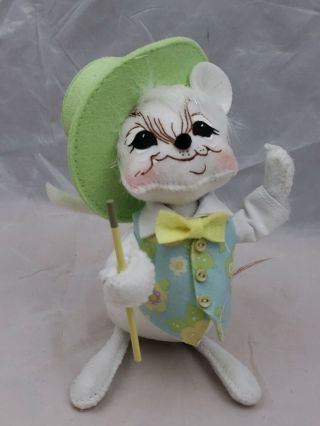 Annalee 6 " Easter Parade Boy Mouse W/top Hat & Baton 2006 Pastel Spring Green