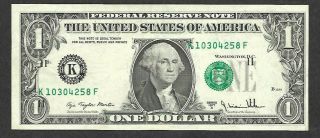 1977 A $1 Dollar Bill Misalignment Shift Error Note Currency Paper Money No Res