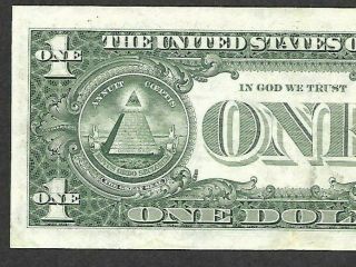 1977 A $1 DOLLAR BILL MISALIGNMENT SHIFT ERROR NOTE CURRENCY PAPER MONEY NO RES 3