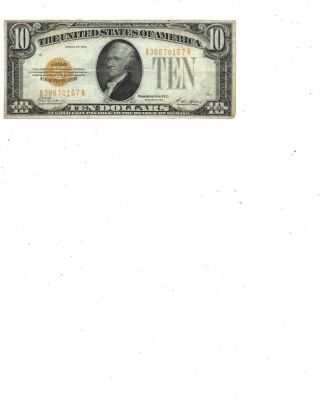 Series Of 1928 $10 Gold Certificate Us Paper Currency