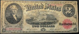 Series Of 1917 Two Dollar ($2) United States Note - Serial A13567585a