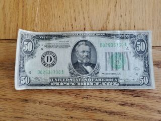 1934 Fifty Dollar $50 Dollar Federal Reserve Note Philadelphia