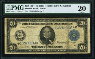 Fr.  979a $20 1914 Federal Reserve Note Pmg Very Fine 20