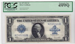1923 Series $1 One Dollar Silver Certificate Pcgs 45 Ppq Extremely Fine Fr.  237