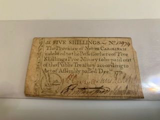 North Carolina 1771 Five Shillings Budget Example Of Colonial Americana