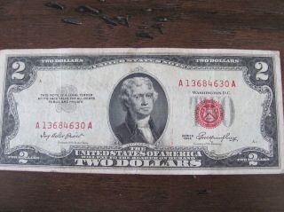 (10) Series Of 1953 Two Dollar $2 Bill Red Seal United States Currency Vg - Vf