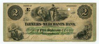 1862 $2 The Farmers And Merchants Bank Of Greensborough,  Maryland Note