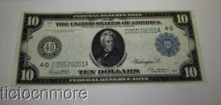 Us 1914 $10 Ten Dollar Bill Federal Reserve Note Frn 4 - D Large Size Cleveland Oh