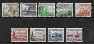 Germany Reich 1937 Nh Complete Set Of 9 Michel 651 - 659 Cv €100