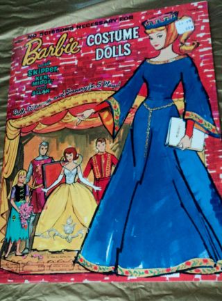 1964 Htf Barbie " Costume Dolls " Paper Dolls Bright Colors