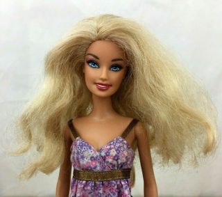 1998 Mattel Barbie Doll Long Rooted Blonde Hair With Dress