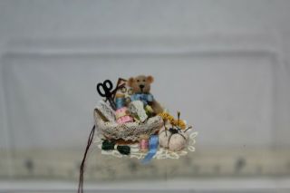 Doll House Miniature Hand Made Sewing Basket Marked $105.  00