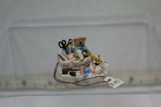 Doll House Miniature Hand Made Sewing Basket MARKED $105.  00 2