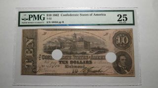 $10 1862 Richmond Virginia Va Confederate Currency Bank Note Bill Civil War T - 52