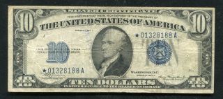 Fr.  1702 1934 - A $10 Ten Dollars Star Blue Seal Silver Certificate