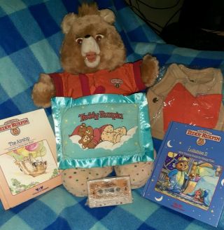 Vtg Teddy Ruxpin Talking Bear Toy Box 2 Tape Book Worlds Wonder 1985