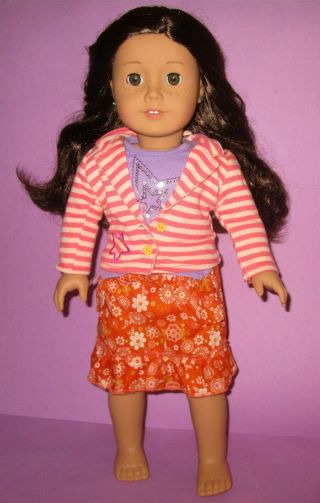 American Girl 18 " Truly Me Just Like You Doll 55 Freckles Green Eyes Brunette