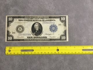 1914 $10 Ten Dollars Federal Reserve Note Philadelphia Fr - 914