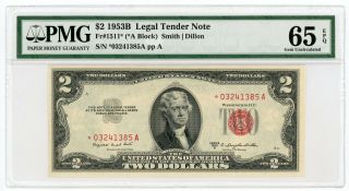 1953 - B Fr.  1511 $2 United States Legal Tender Star Note - Pmg Gem 65 Epq