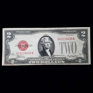 1928 D Us United States $2 Two Dollar Bill Red Seal Currency Note H43120499