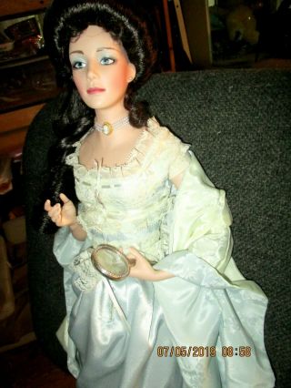 Franklin 22 " Porcelain Gibson Girl Boudoir Victorian Doll Holding A Mirror