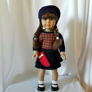 American Girl Doll Molly Meet Outfit Retired Beret Glasses Case