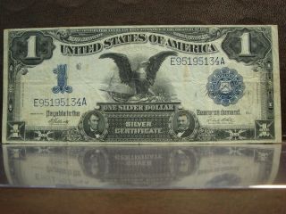 1899 $1 Black Eagle Large Silver Certificate Blue Seal Elliott - White Crisp Vf