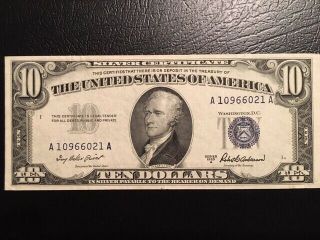 1953a $10 Silver Certificate Aa Block