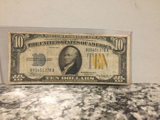 1934 - A Ten Dollar $10 Silver Certificate - Yellow Seal Note