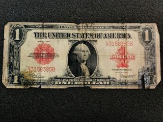 1923 $1 Large Size United States Note Legal Tender Red Seal Speelman - White