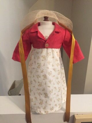Euc Made To Fit American Girl Josefina Caroline Recency Gown,  Hat & Red Jacket
